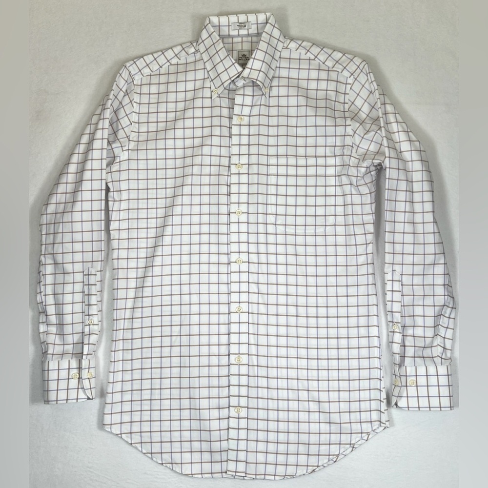 PETER MILLAR Men’s‎ Long Sleeve Button Down Shirt Nanoluxe Plaid Preppy Golf